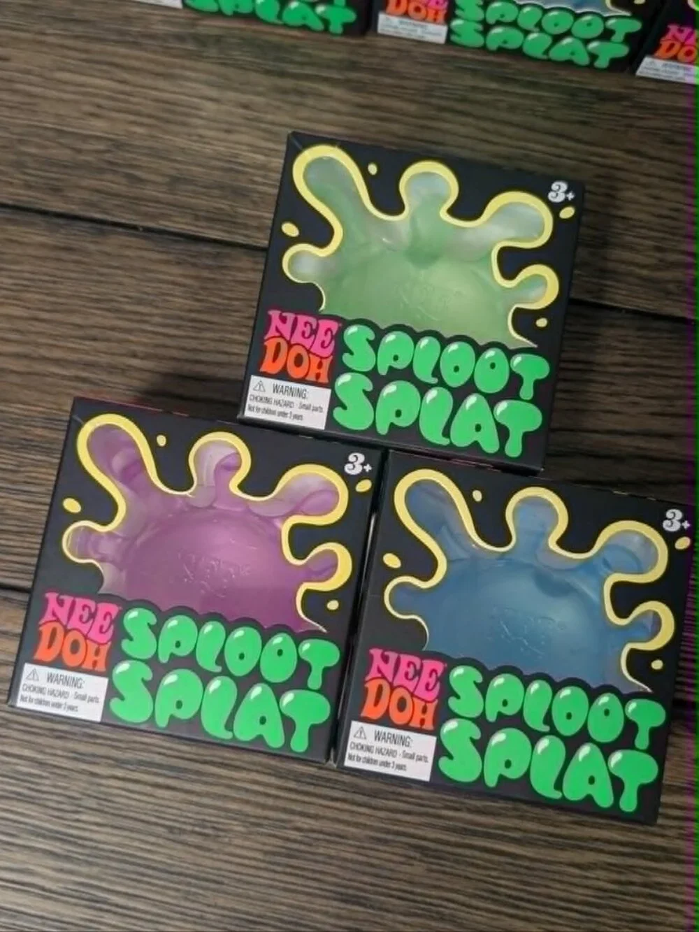 NeeDoh SplootSplat 3 Pack Set Green Blue Pink Sensory Squishy NEW Sealed